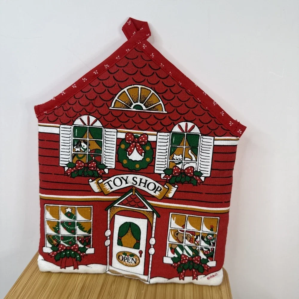 VTG 90s Holiday Christmas Pot Holder Lot 3 Kitchen Cows Teddy Bear Cottagecore